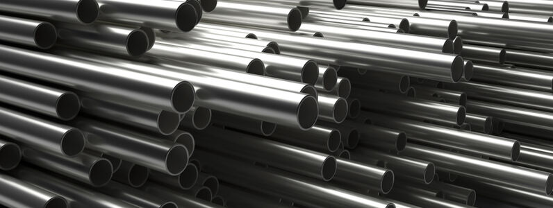 Pipes,Tubes,Steel,Metal,Background.,Round,Shale,Stacked,,Banner.,Products